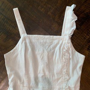 Strappy Linen Mini Dress with Asymmetrical Slit in White